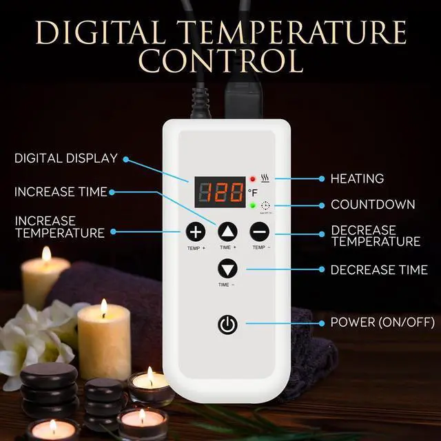 Alt view image 5 of 7 - SereneLife Hot Stone Massage Kit - Portable Heated Rock Therapy System with Digital Temperature Controller, Includes (12) Massaging Stones - PSLMSGST20