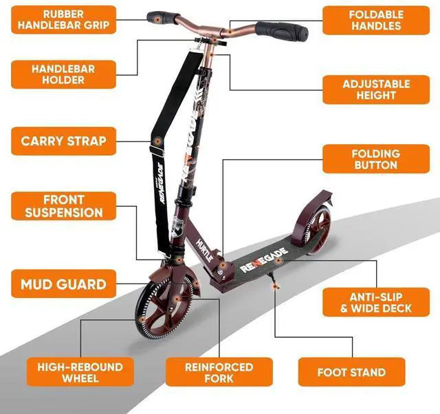 Alt view image 7 of 7 - Hurtle Lightweight and Foldable Kick Scooter - Adjustable Alloy Deck with High Impact Wheels for Teens and Adults (Real Tree) - HURTSRT