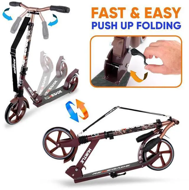 Alt view image 2 of 7 - Hurtle Lightweight and Foldable Kick Scooter - Adjustable Alloy Deck with High Impact Wheels for Teens and Adults (Real Tree) - HURTSRT