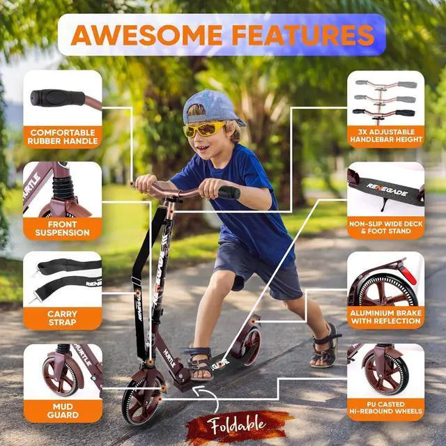 Alt view image 3 of 7 - Hurtle Lightweight and Foldable Kick Scooter - Adjustable Alloy Deck with High Impact Wheels for Teens and Adults (Real Tree) - HURTSRT