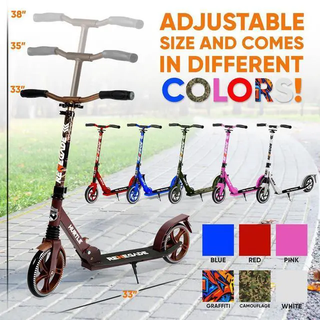 Alt view image 4 of 7 - Hurtle Lightweight and Foldable Kick Scooter - Adjustable Alloy Deck with High Impact Wheels for Teens and Adults (Real Tree) - HURTSRT