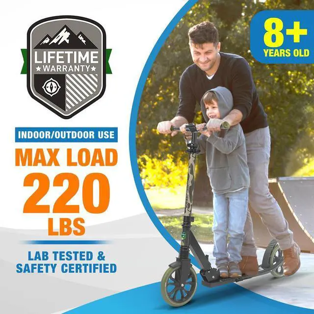 Alt view image 6 of 7 - SereneLife Lightweight and Foldable Kick Scooter - Adjustable Alloy Deck with High Impact Wheels for Kids and Teens (Camo) - SLTS13