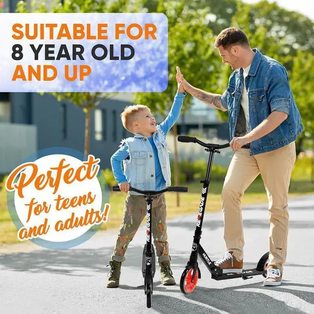 Alt view image 2 of 6 - Hurtle Lightweight and Foldable Kick Scooter - Adjustable Alloy Deck with High Impact Wheels for Teens and Adults (Black) - HURTSBLK
