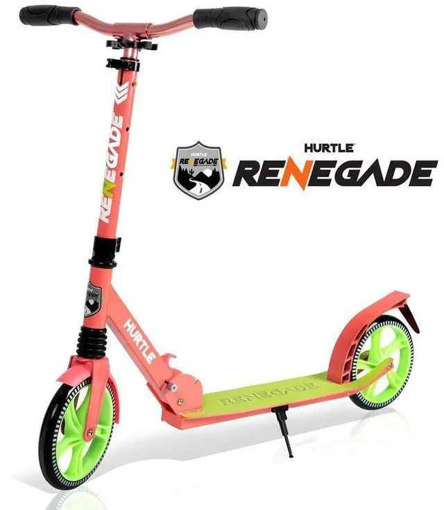 Main image of Hurtle Lightweight and Foldable Kick Scooter - Adjustable Alloy Deck with High Impact Wheels for Teens and Adults (Watermelon) - HURTS89