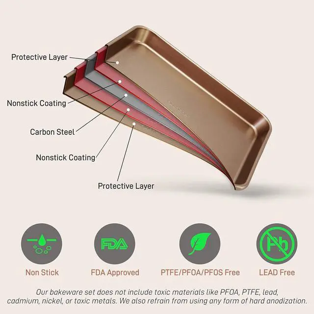 Alt view image 5 of 7 - NutriChef Non-Stick Oven Pan Baking Sheets - 2pc Large & Medium Metal Oven Tray Set - Professional Quality, Rimmed Borders - NC2TRBK1