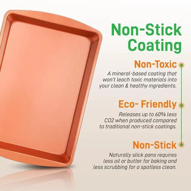 Alt view image 3 of 7 - NutriChef 5-Piece Home Kitchen Bake Pan Set - Non-Stick Carbon Steel, Commercial Grade Restaurant Quality, Includes Cookie Sheets, Rectangular Pan, and Plastic Lid - NC5PCS