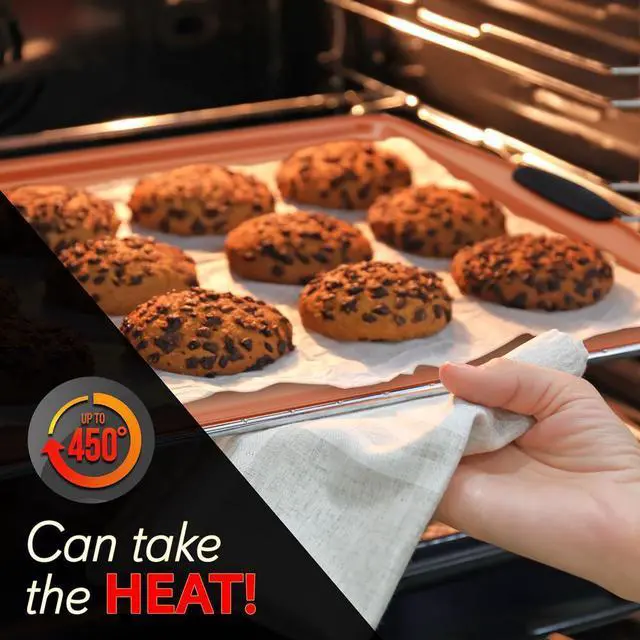 Alt view image 7 of 7 - NutriChef 3-Piece Carbon Steel Bakeware Set - Nonstick Cookie Sheets with Black Silicone Handles, Professional Grade - NCSBS3S45