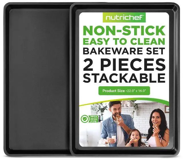 Main image of NutriChef 2-Piece Mega Bake Pan Set - Non-Stick Carbon Steel, Dishwasher Safe, Professional Grade - NCLGBP16