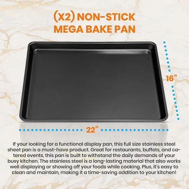 Alt view image 2 of 7 - NutriChef 2-Piece Mega Bake Pan Set - Non-Stick Carbon Steel, Dishwasher Safe, Professional Grade - NCLGBP16