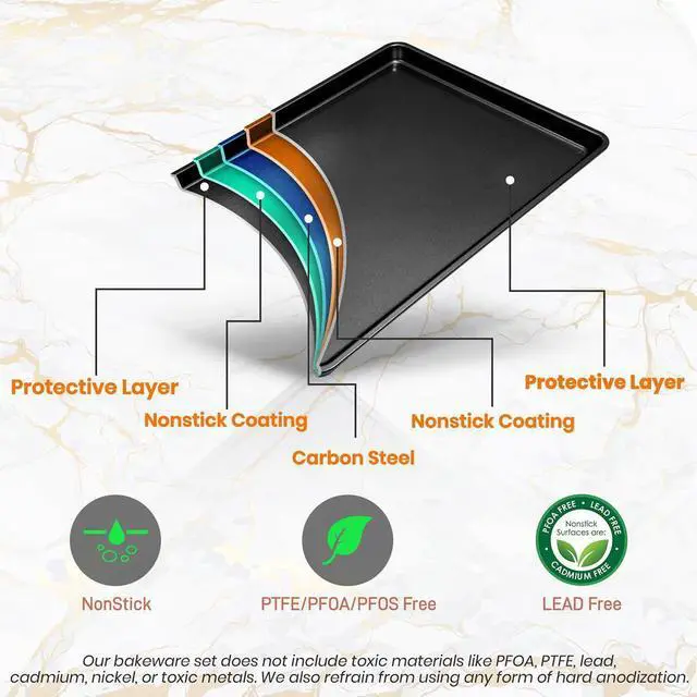 Alt view image 6 of 7 - NutriChef 2-Piece Mega Bake Pan Set - Non-Stick Carbon Steel, Dishwasher Safe, Professional Grade - NCLGBP16