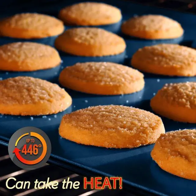 Alt view image 7 of 7 - NutriChef 3-Piece Nonstick Cookie Sheet Baking Pan Set - Deluxe Blue Coating with Red Silicone Handles, Professional Quality Carbon Steel - NCSBSBL3