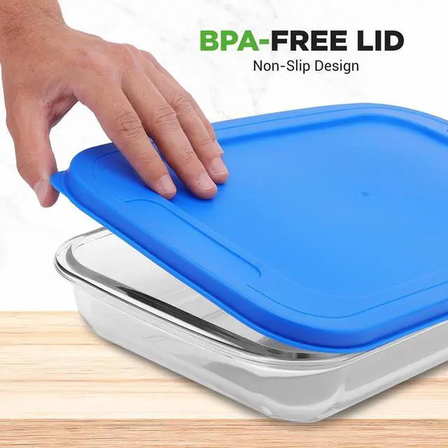 Alt view image 2 of 7 - NutriChef 4-Piece Rectangular Glass Bakeware Set - High Borosilicate Glass Baking Dish with BPA-Free Lids, Heat-Resistant, Dishwasher Safe - NCGL4XBUL