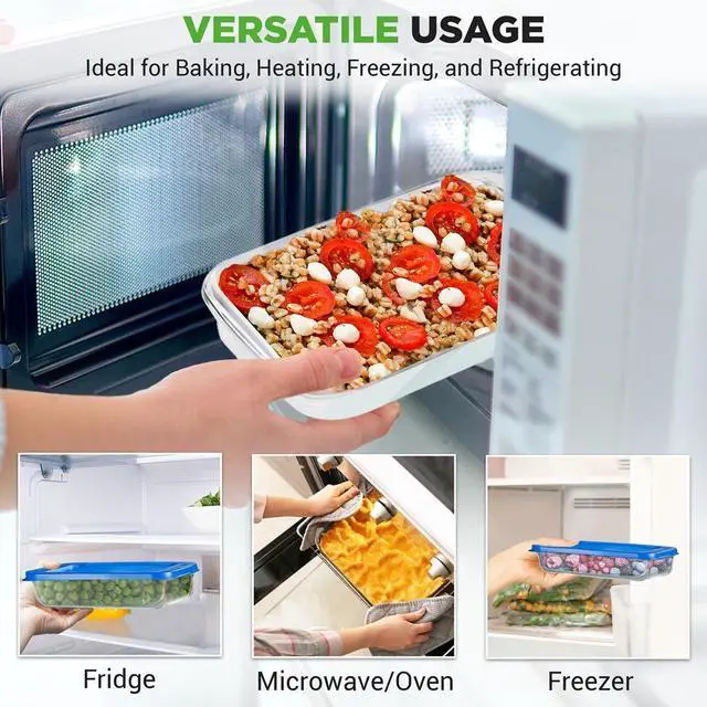 Alt view image 4 of 7 - NutriChef 4-Piece Rectangular Glass Bakeware Set - High Borosilicate Glass Baking Dish with BPA-Free Lids, Heat-Resistant, Dishwasher Safe - NCGL4XBUL