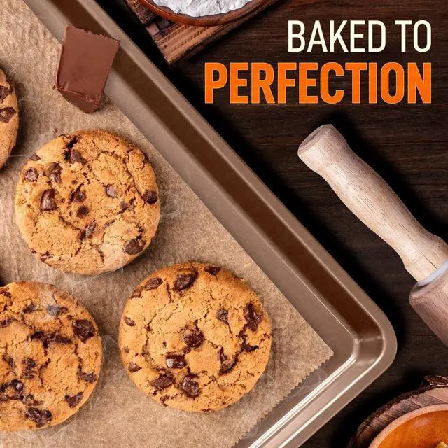 Alt view image 3 of 7 - NutriChef 3-Piece Nonstick Carbon Steel Bakeware Set - Professional Home Kitchen Baking Trays with Gold Silicone Coating - NC3TRBX3