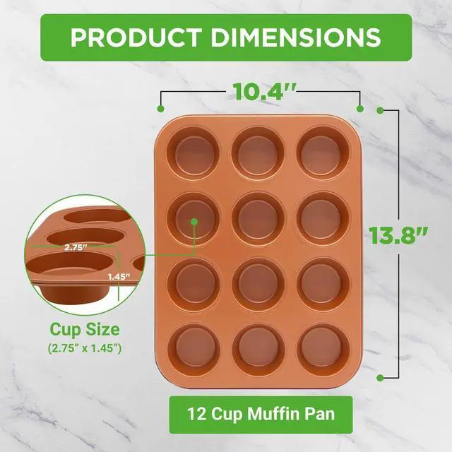Alt view image 5 of 7 - NutriChef 12-Cup Nonstick Muffin Pan - Professional Heavy Gauge Carbon Steel Bakeware, Dishwasher Safe - BKNCBSCC54MUFP