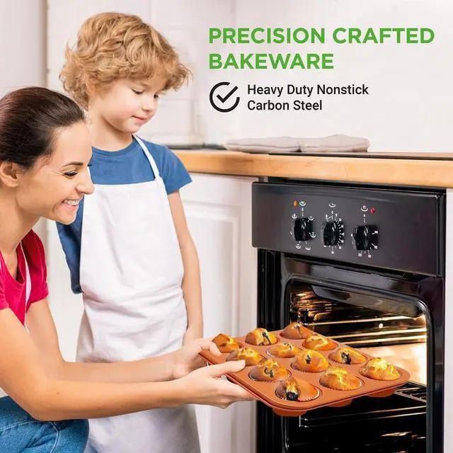 Alt view image 6 of 7 - NutriChef 12-Cup Nonstick Muffin Pan - Professional Heavy Gauge Carbon Steel Bakeware, Dishwasher Safe - BKNCBSCC54MUFP