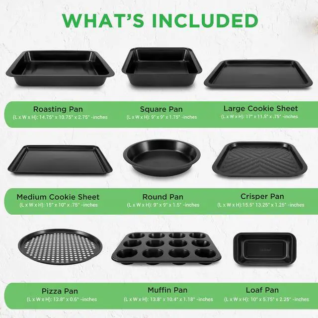 Alt view image 7 of 7 - NutriChef 10-Piece Nonstick Carbon Steel Bakeware Set - Deluxe Kitchen Oven Baking Pans with Gray Coating, Dishwasher Safe - NCBS10S