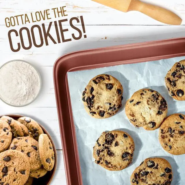 Alt view image 6 of 7 - NutriChef 2-Piece Nonstick Cookie Sheet Baking Pan Set - Deluxe Carbon Steel Baking Trays with Metallic Coating - NC2TRRG