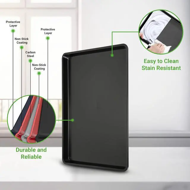 Alt view image 7 of 7 - NutriChef Non-Stick Mega Bake Pan  Metallic Coating, Dishwasher Safe - NCLGBLK1