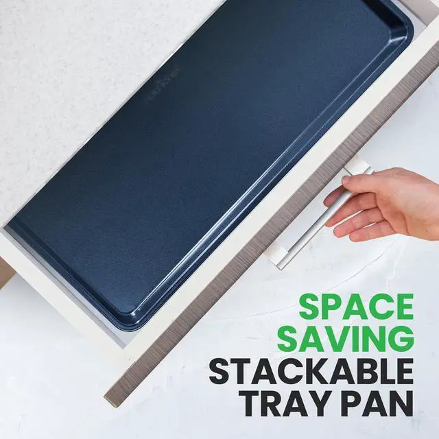 Alt view image 7 of 7 - NutriChef Non-Stick Mega Bake Pan  Blue Diamond Coating, Carbon Steel - NCLG1BD