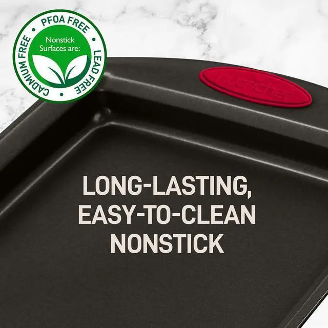 Alt view image 2 of 7 - NutriChef 2pc Nonstick Carbon Steel Baking Pan Set  Black Coating, Red Silicone Handles - NCRL2SBLK