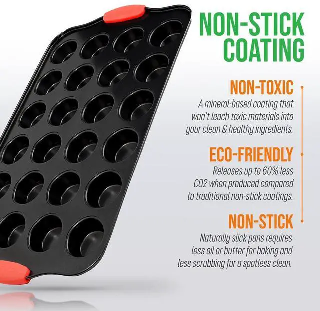 Alt view image 3 of 6 - NutriChef 24-Cup Muffin Pan  Nonstick Gray Coating, Red Silicone Handles - BKNCSBS10SMUFP