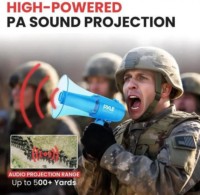 Alt view image 6 of 7 - Pyle 30W Megaphone Siren Bullhorn Speaker  Waterproof, Portable, Adjustable Tone and Volume - PMP36WLT