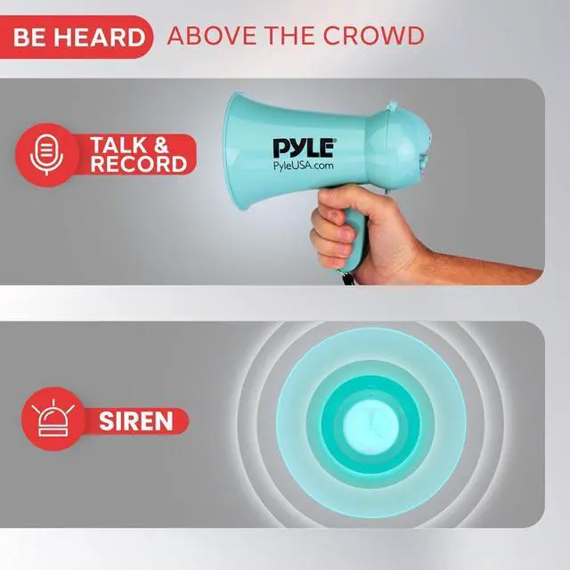 Alt view image 2 of 7 - Pyle 15W Portable Megaphone with Built-in Microphone  Lightweight, Talk & Siren Modes - PMP15