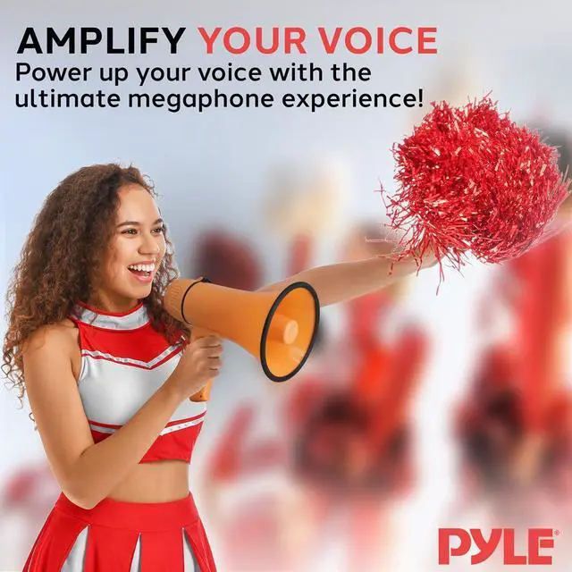 Alt view image 6 of 6 - Pyle PMPRA213OR Portable Speaker Bullhorn Megaphone with Siren, 20-Watt, Aux Input, Orange