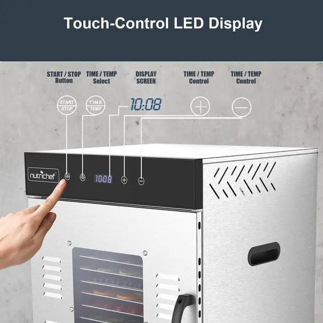 Alt view image 2 of 7 - NutriChef NCFD16X Premium Food Dehydrator, 16 Stainless Steel Trays, Digital Timer & Temperature Control, 1500W