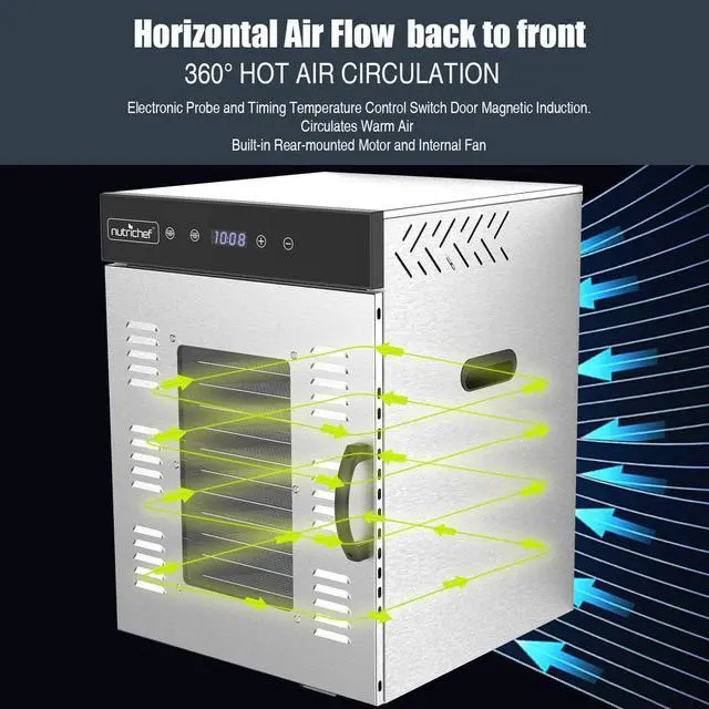 Alt view image 5 of 7 - NutriChef NCFD16X Premium Food Dehydrator, 16 Stainless Steel Trays, Digital Timer & Temperature Control, 1500W