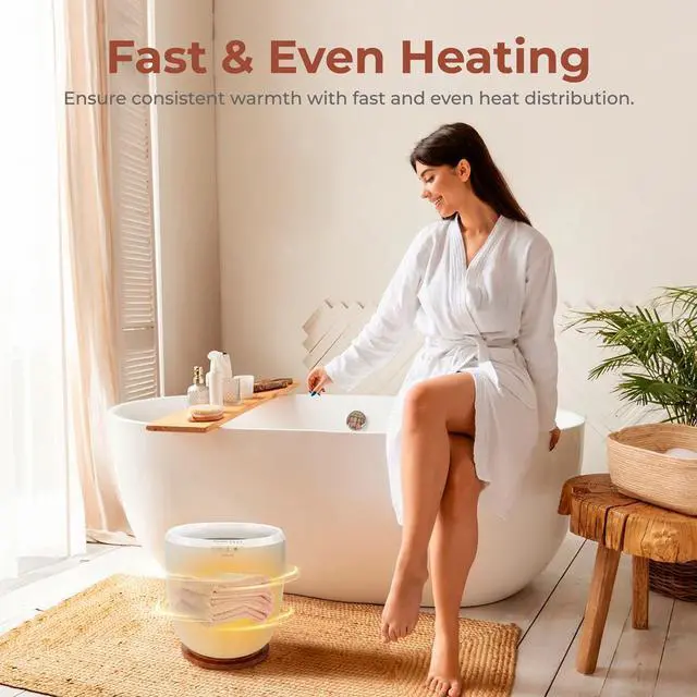 Alt view image 4 of 7 - SereneLife SLTLWS350 Bucket Towel Warmer, Adjustable Timer, 12L Capacity, LED Indicator, Cherry