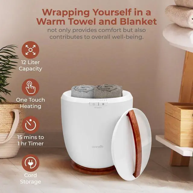 Alt view image 3 of 7 - SereneLife SLTLWS350 Bucket Towel Warmer, Adjustable Timer, 12L Capacity, LED Indicator, Cherry