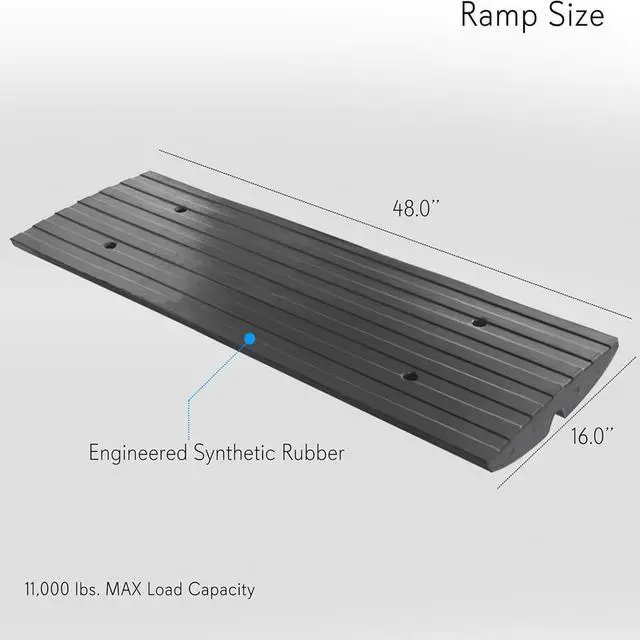 Alt view image 6 of 7 - Pyle PCRBDR23 Car/Truck Curb Ramps - Driveway Rubber Threshold Bridges, 3-Piece Set, 12' Length