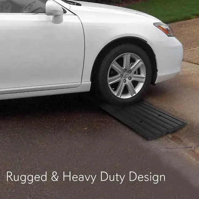 Alt view image 5 of 7 - Pyle PCRBDR23 Car/Truck Curb Ramps - Driveway Rubber Threshold Bridges, 3-Piece Set, 12' Length