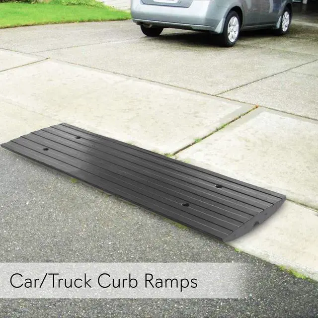 Alt view image 4 of 7 - Pyle PCRBDR23 Car/Truck Curb Ramps - Driveway Rubber Threshold Bridges, 3-Piece Set, 12' Length