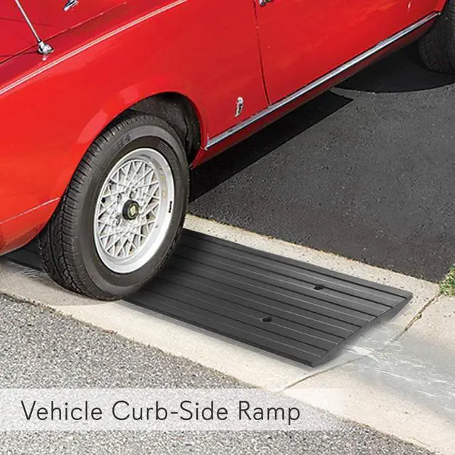 Alt view image 7 of 7 - Pyle PCRBDR23 Car/Truck Curb Ramps - Driveway Rubber Threshold Bridges, 3-Piece Set, 12' Length