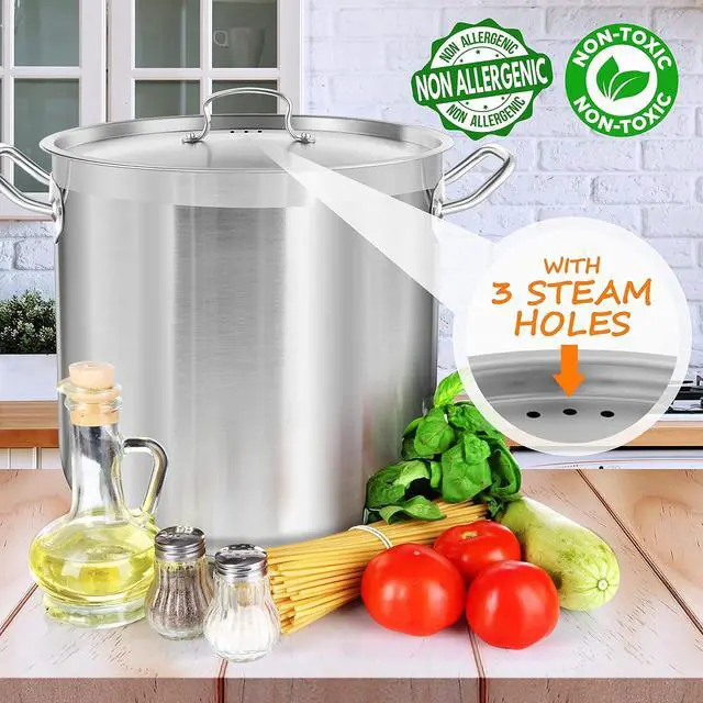 Alt view image 7 of 7 - NutriChef NCSPT40Q Stainless Steel Cookware Stockpot, 40 Quart, Heavy Duty Induction Pot with Lid
