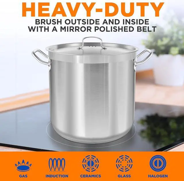 Alt view image 5 of 7 - NutriChef NCSPT40Q Stainless Steel Cookware Stockpot, 40 Quart, Heavy Duty Induction Pot with Lid