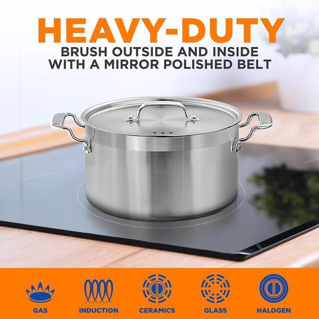 Alt view image 3 of 7 - NutriChef NCSPT5Q Stainless Steel Cookware Stockpot, 5 Quart, Heavy Duty Induction Pot with Lid