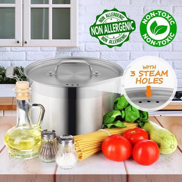 Alt view image 7 of 7 - NutriChef NCSPT5Q Stainless Steel Cookware Stockpot, 5 Quart, Heavy Duty Induction Pot with Lid