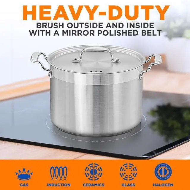 Alt view image 3 of 7 - NutriChef NCSPT8Q Stainless Steel Cookware Stockpot, 8 Quart, Heavy Duty Induction Pot with Lid