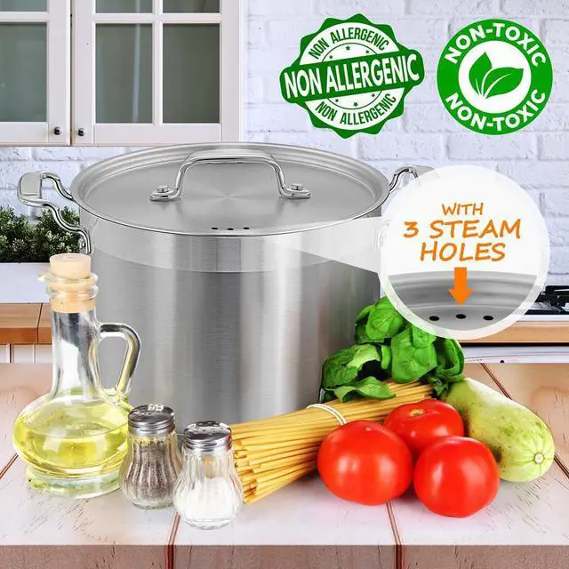 Alt view image 5 of 7 - NutriChef NCSPT8Q Stainless Steel Cookware Stockpot, 8 Quart, Heavy Duty Induction Pot with Lid