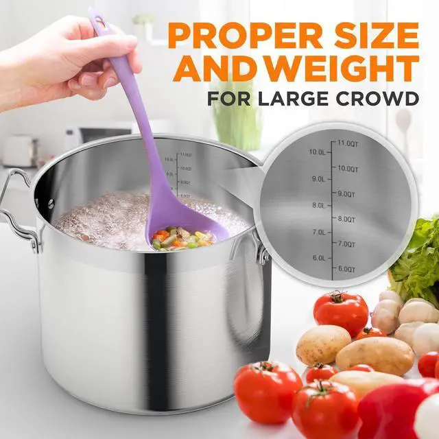 Alt view image 5 of 7 - NutriChef NCSPT12Q Stainless Steel Cookware Stockpot, 12 Quart, Heavy Duty Induction Pot with Lid