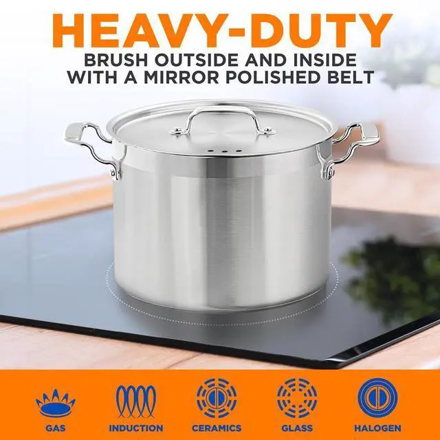 Alt view image 3 of 7 - NutriChef NCSPT12Q Stainless Steel Cookware Stockpot, 12 Quart, Heavy Duty Induction Pot with Lid