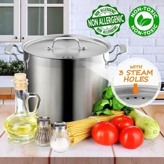 Alt view image 6 of 7 - NutriChef NCSPT12Q Stainless Steel Cookware Stockpot, 12 Quart, Heavy Duty Induction Pot with Lid