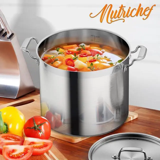 Alt view image 5 of 7 - NutriChef NCSPT20Q Stainless Steel Cookware Stockpot, 20 Quart, Heavy Duty Induction Pot with Lid