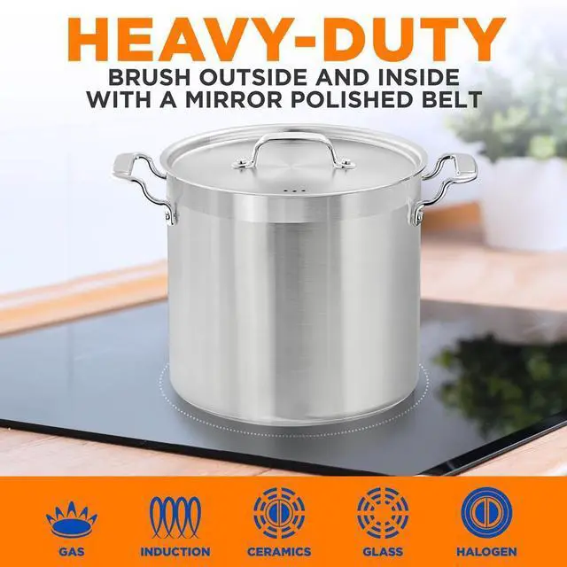 Alt view image 7 of 7 - NutriChef NCSPT20Q Stainless Steel Cookware Stockpot, 20 Quart, Heavy Duty Induction Pot with Lid