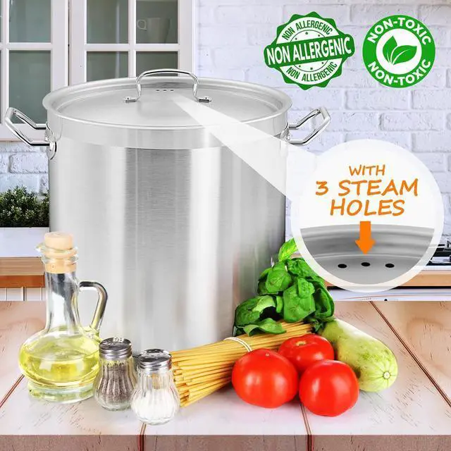 Alt view image 6 of 7 - NutriChef NCSPT35Q Stainless Steel Cookware Stockpot, 35 Quart, Heavy Duty Induction Pot with Lid