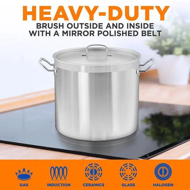 Alt view image 4 of 7 - NutriChef NCSPT30Q Stainless Steel Cookware Stockpot, 30 Quart, Heavy Duty Induction Pot with Lid